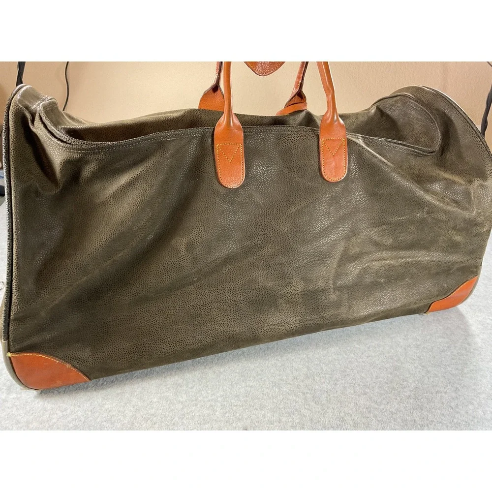 Brics Life Rolling Duffel Bag Brown Leather Trim Italy Travel Luggage